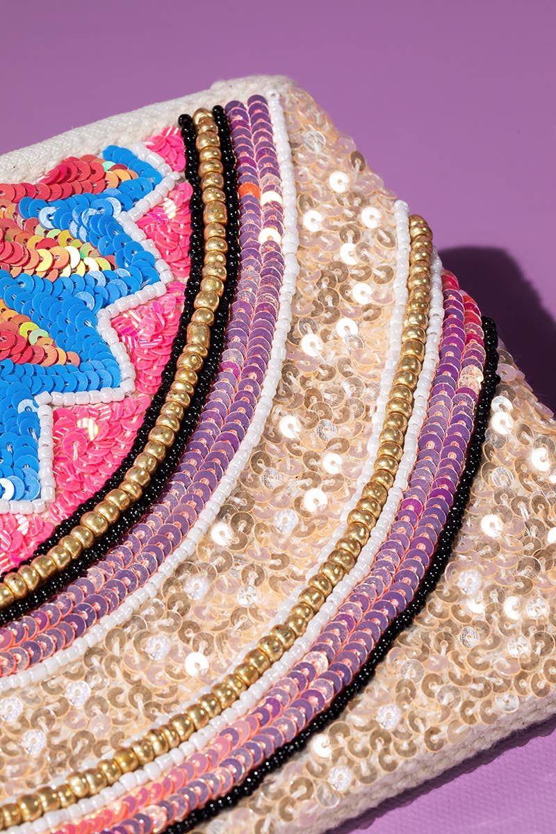 Handmade Crystal Lotus Ethnic Pattern Clutch: Crystal Lotus / OS